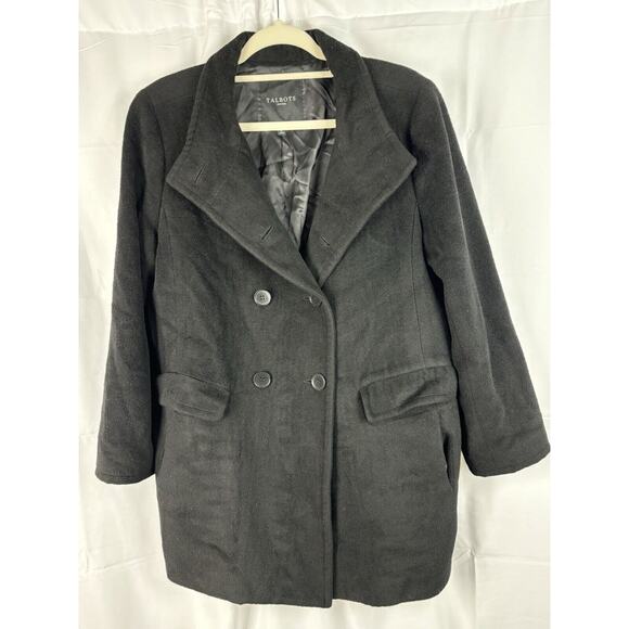 Talbots Womens Size 12P Black Wool & alpaca‎ Peacoat Jacket Coat Fall Winter - Picture 1 of 16
